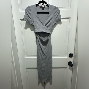 Free People Gray Ribbed Cut Out Dress Size Small